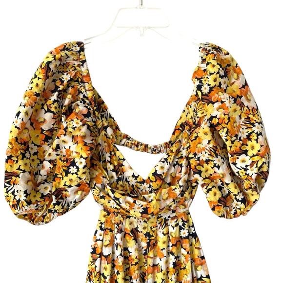 Free People Amy Floral Print Jumpsuit size XS Yellow Black Orange Flowers - Picture 4 of 11